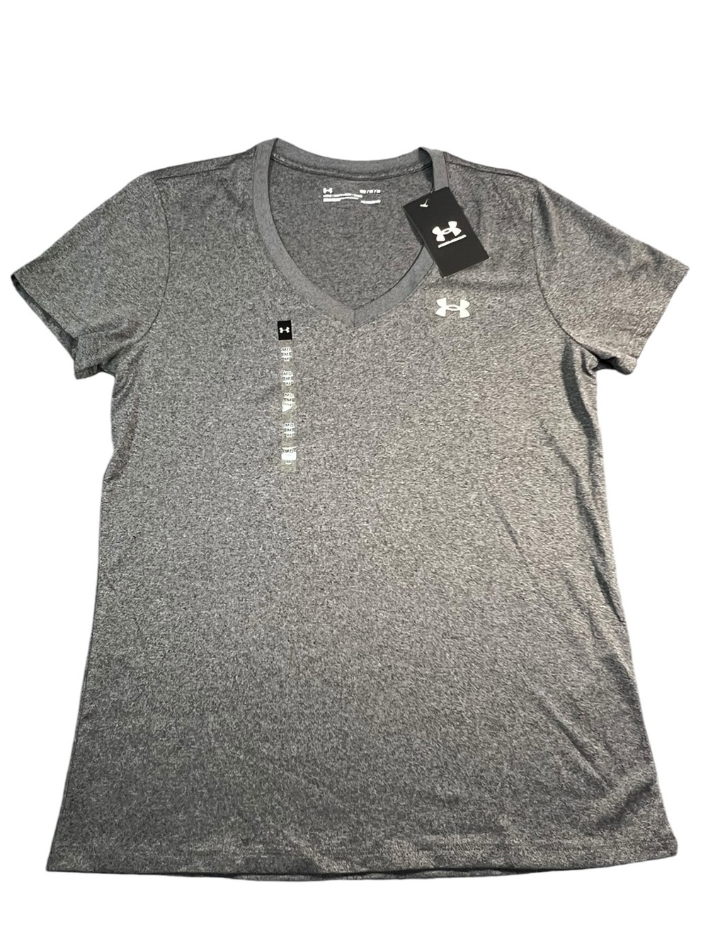 Under Armour Gray HeatGear V Neck Athletic Tee Womens Size XL NWT